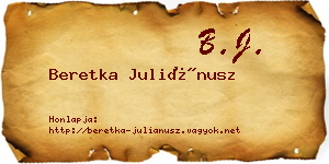 Beretka Juliánusz névjegykártya